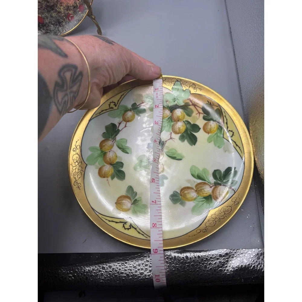 Haviland France Limoges Pickard Hand Painted Gooseberry Gold gilt edge Plate 9